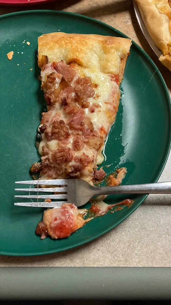 Double Crust Bacon Cheese Pepperoni Porketta and Sausage Pizza